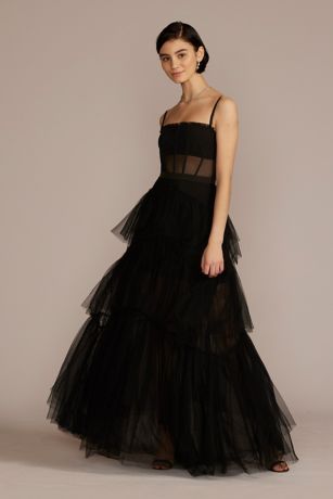 Black tiered dress formal